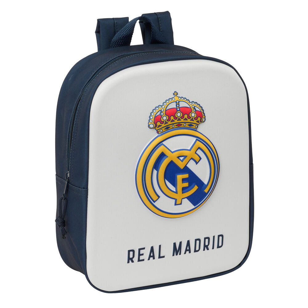 Mochila 3D Real Madrid SAFTA blanca y azul marino