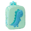 Mochila 3D verde menta con dinosaurio azul