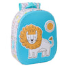 Mochila 3D turquesa con ilustración de león