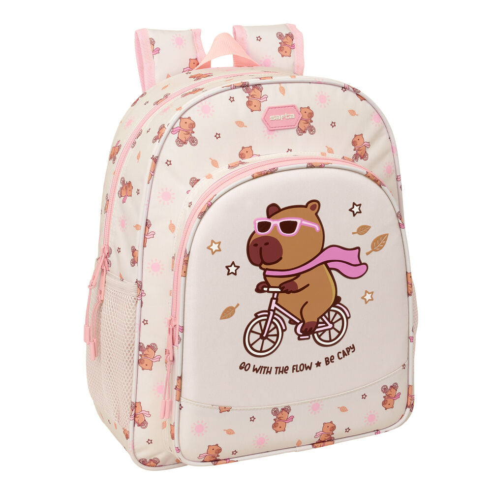 Mochila escolar Capibara SAFTA rosa de 38 cm