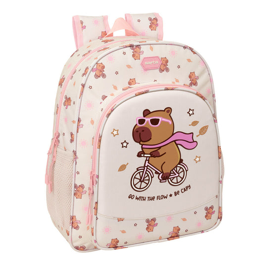 Mochila escolar Capibara SAFTA rosa de 38 cm