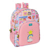 Mochila rosa Comic Mr. Wonderful con estampado multicolor y bolsillo frontal