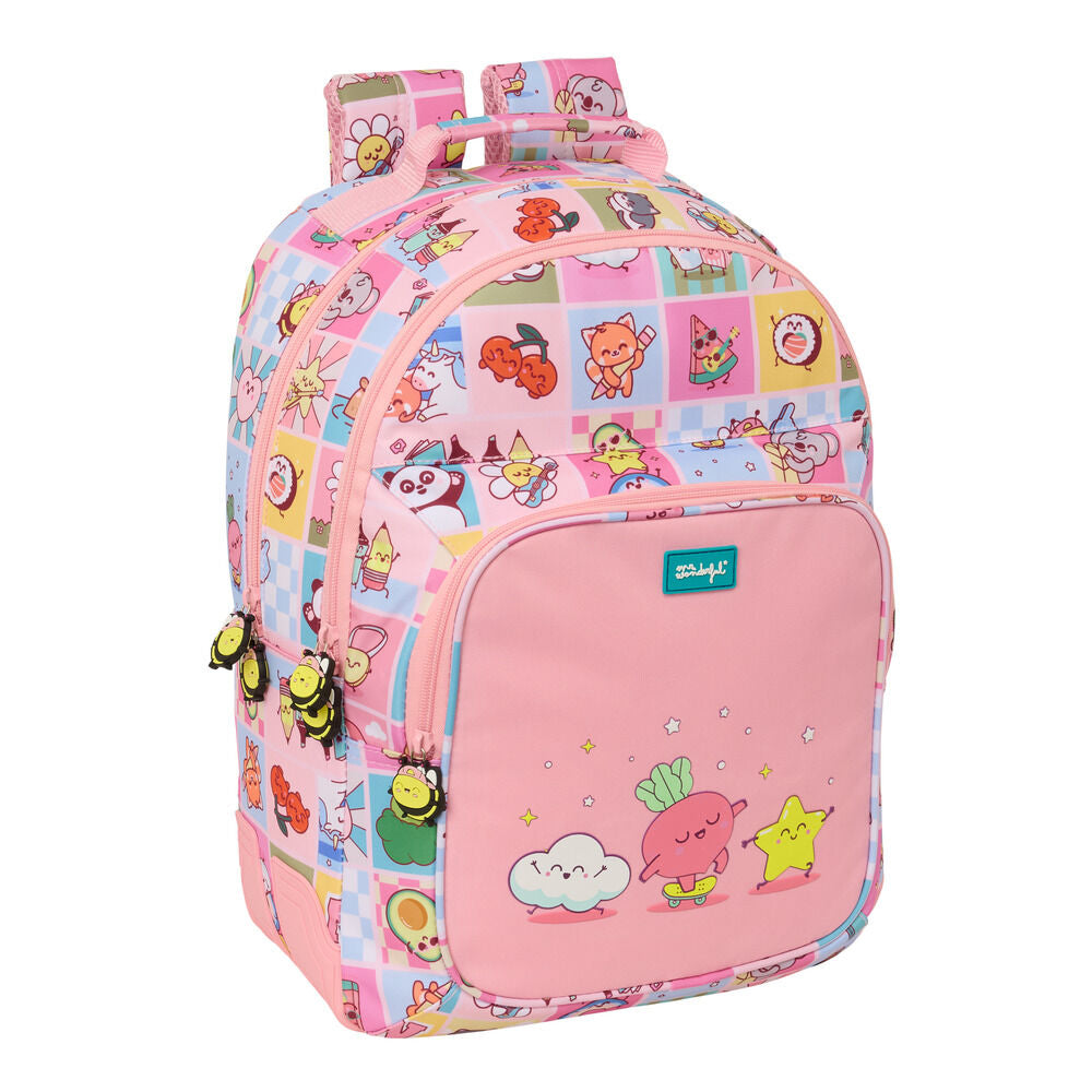 Mochila Comic Mr. Wonderful rosa de 42 cm