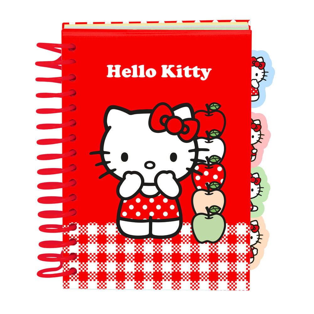 Cuaderno A6 rojo de Hello Kitty con tapas duras y separadores
