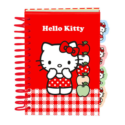 Cuaderno A6 rojo de Hello Kitty con tapas duras y separadores