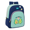 Mochila Mr. Wonderful azul marino y verde menta con estampado de aguacates
