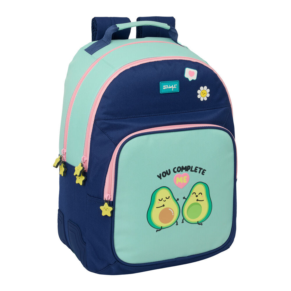 Mochila SAFTA Mr. Wonderful azul y verde con estampado de aguacates