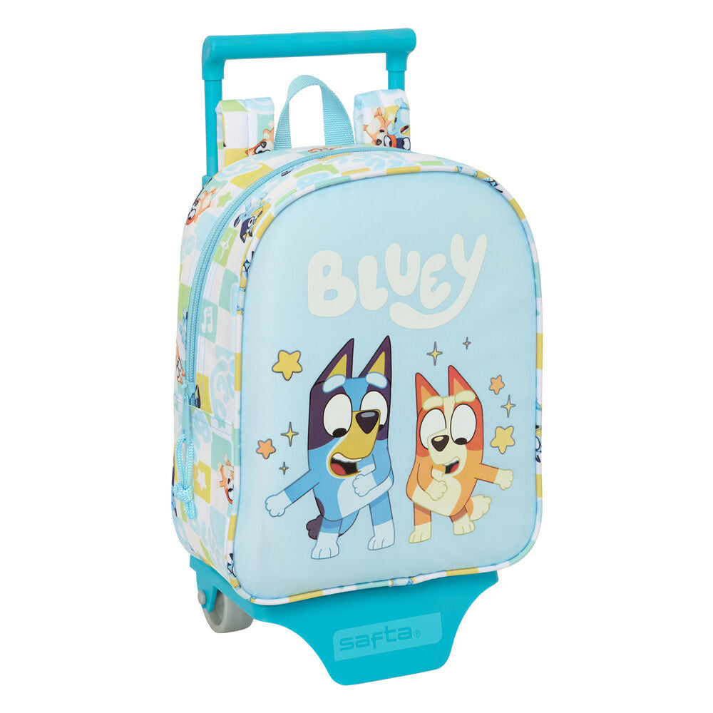 Trolley extraíble SAFTA de Bluey con mochila y carro turquesa