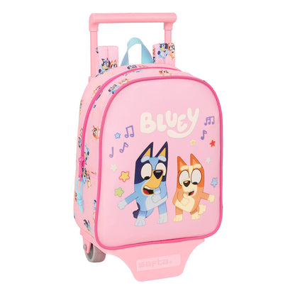 Trolley extraíble rosa de Bluey con mochila y carro SAFTA