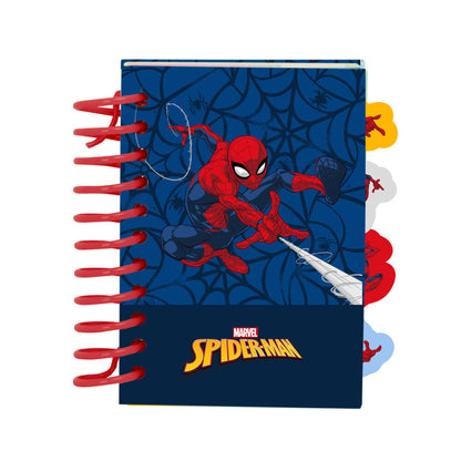 Cuaderno A7 Spider-Man Marvel SAFTA con tapas azules y separadores