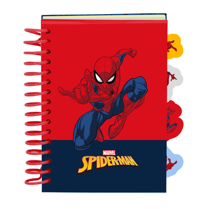 Cuaderno A6 rojo de Spider-Man Marvel con tapas duras y espiral