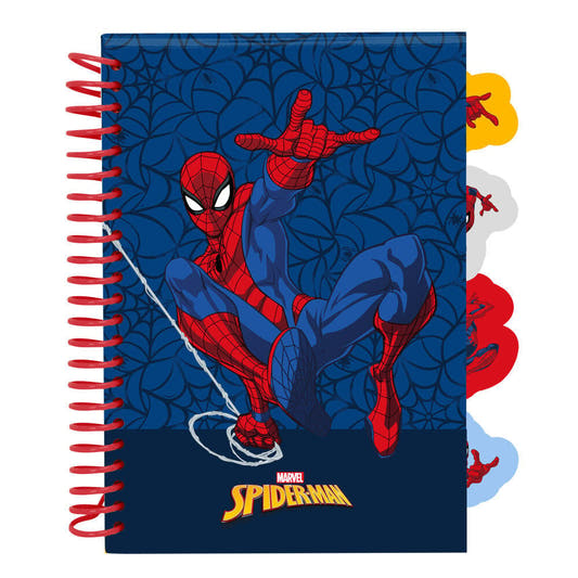 Cuaderno A5 Spider-Man Marvel azul con tapas duras y espiral roja