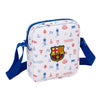 Bandolera SAFTA del F.C. Barcelona blanca con escudo y correa azul ajustable