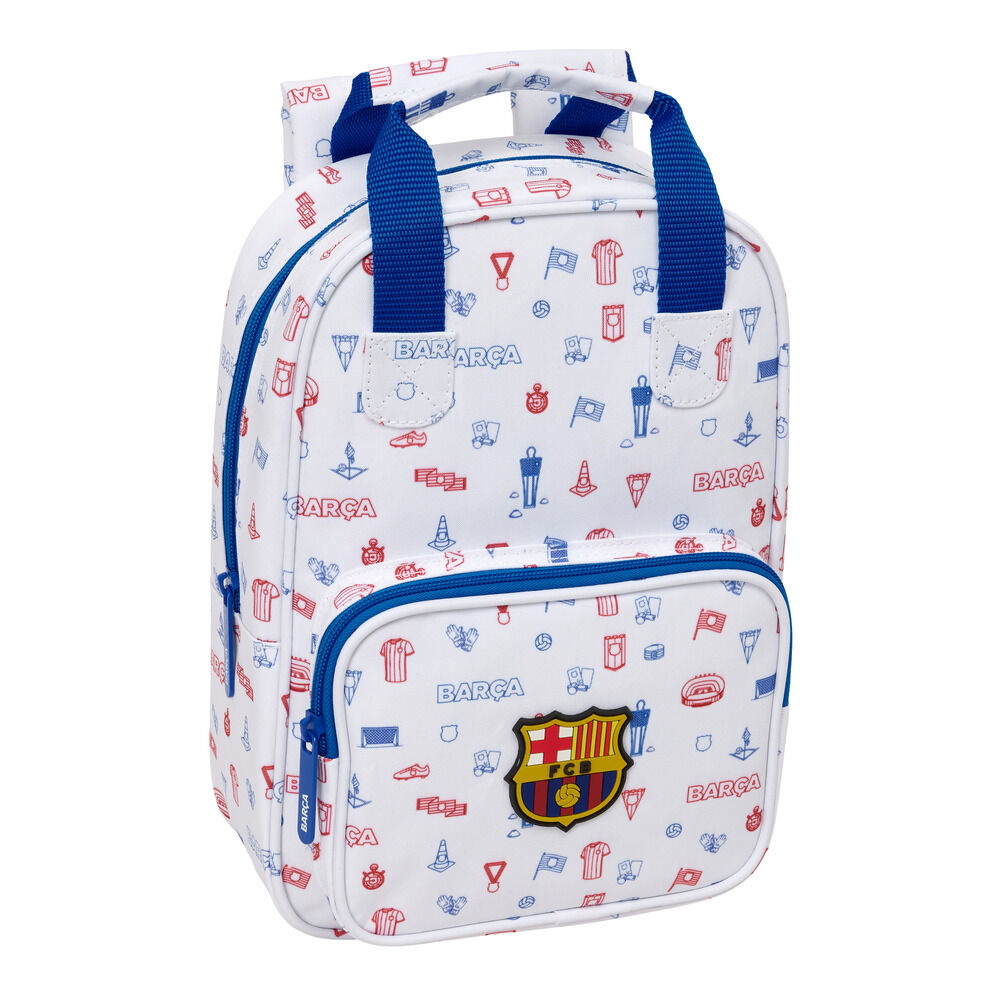 Mochila Baby F.C. Barcelona blanca con escudo del Barça