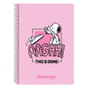 Cuaderno A5 rosa con diseño de Snoopy y espiral metálico