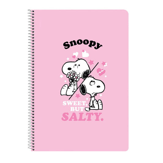 Cuaderno A4 rosa de Snoopy y Woodstock con espiral metálico