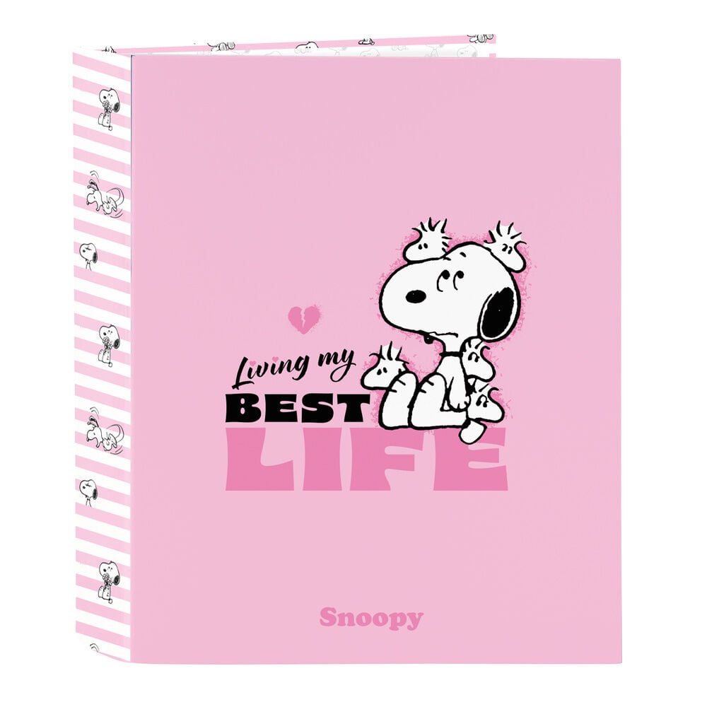 Carpeta A4 rosa Snoopy de 4 anillas SAFTA