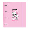 Carpeta A4 rosa de cuatro anillas con diseño de Snoopy
