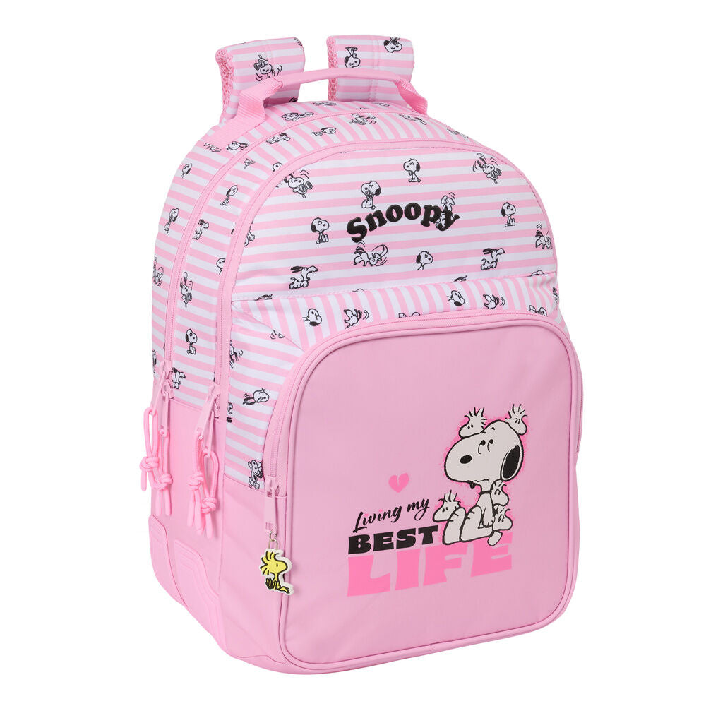 Mochila escolar rosa de Snoopy de 42 cm