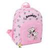 Mochila rosa SAFTA de Snoopy con rayas y bolsillo frontal
