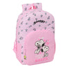 Mochila rosa SAFTA de Snoopy con rayas y bolsillo frontal