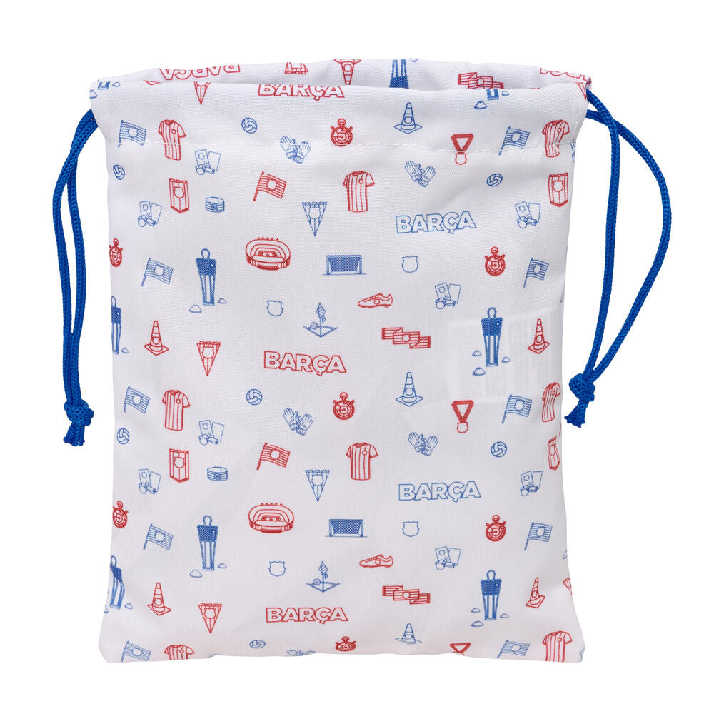 Saco de merienda Baby F.C. Barcelona blanco con cordones azules - 2