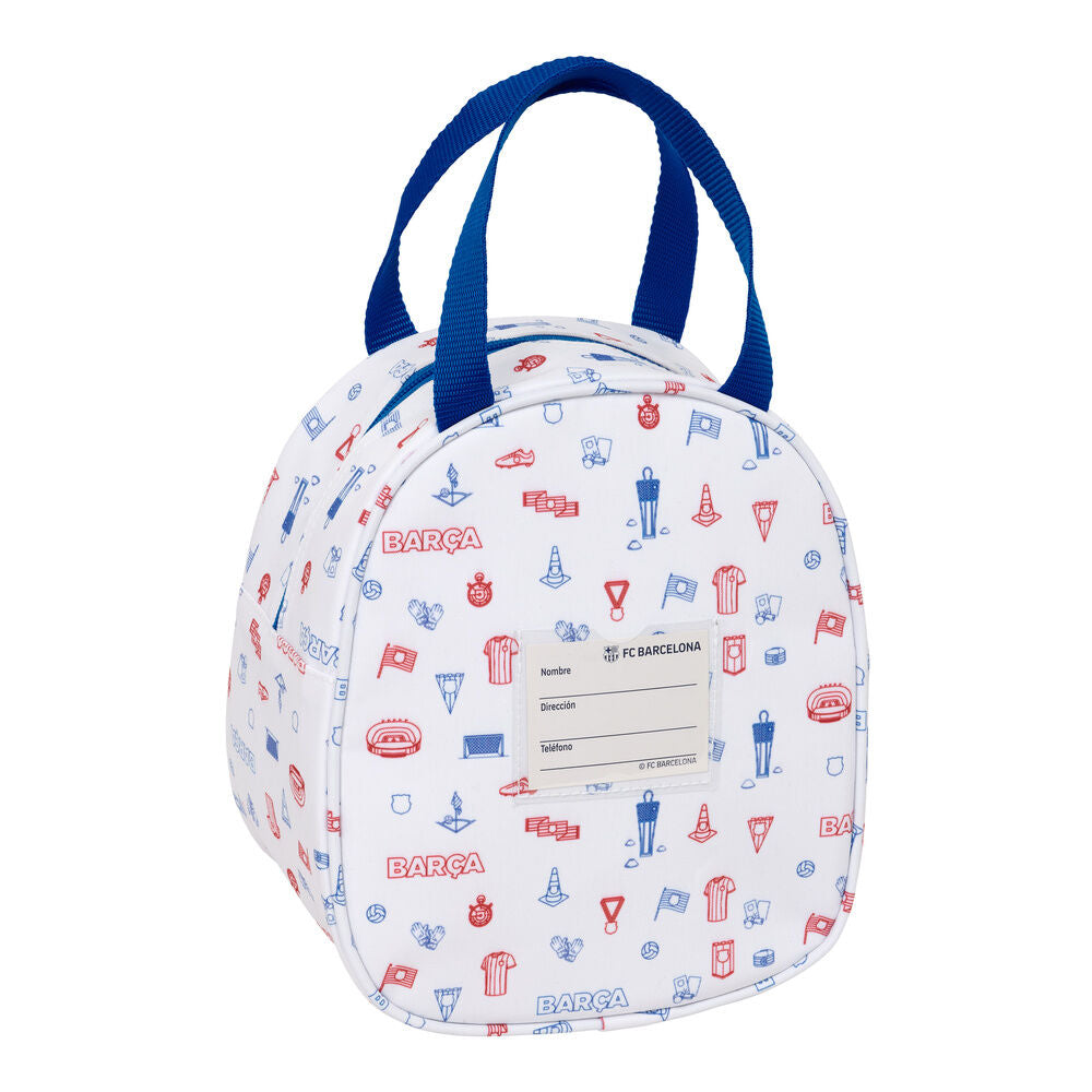 Bolsa portameriendas Baby F.C. Barcelona blanca con escudo y asa azul - 2