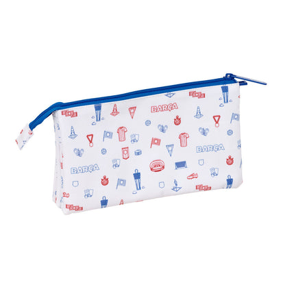 Portatodo triple Baby F.C. Barcelona blanco con escudo y estampado deportivo - 2