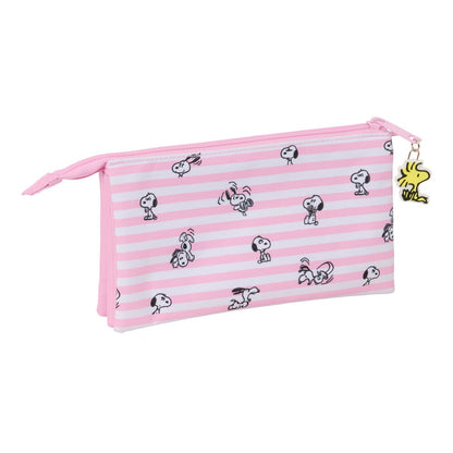Portatodo triple rosa de Snoopy con tres compartimentos - 2