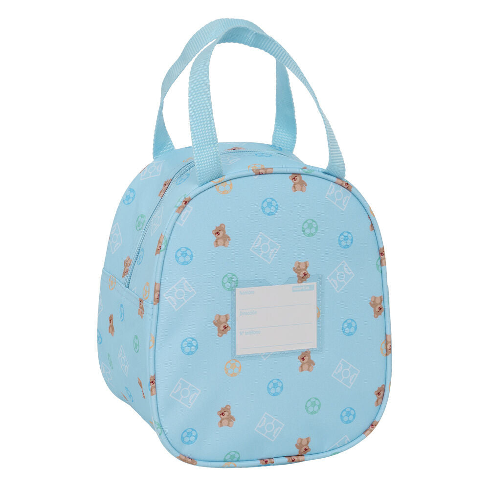 Bolsa portameriendas Baby Real Madrid azul claro con osito y escudo - 2