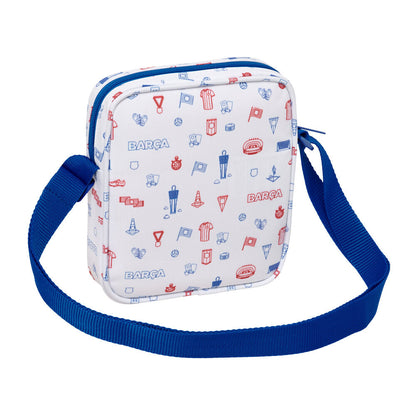 Bandolera SAFTA del F.C. Barcelona blanca con escudo y correa azul ajustable - 2