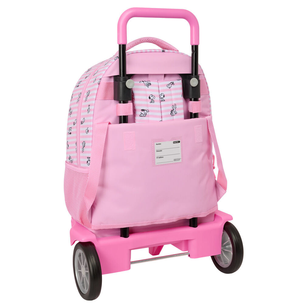 Trolley extraíble rosa de Snoopy con mochila y ruedas - 2
