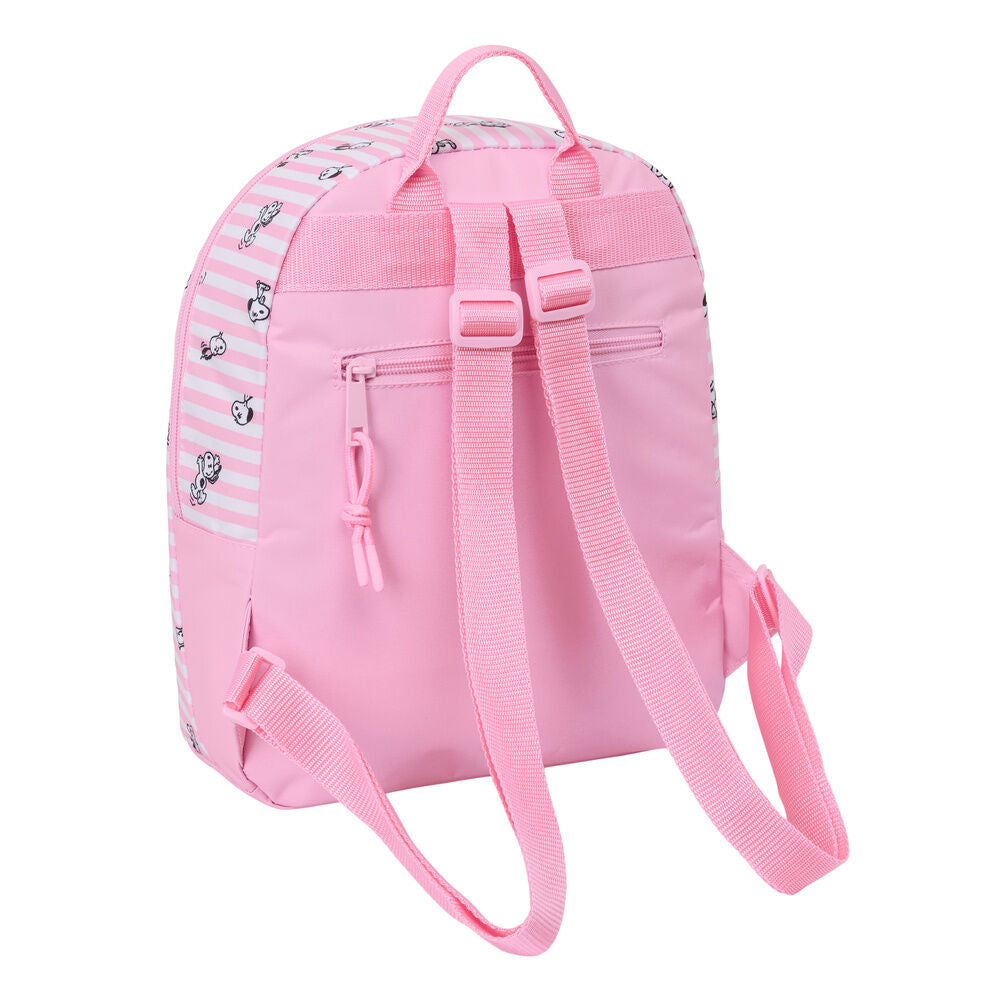 Mochila rosa SAFTA de Snoopy con rayas y bolsillo frontal - 2
