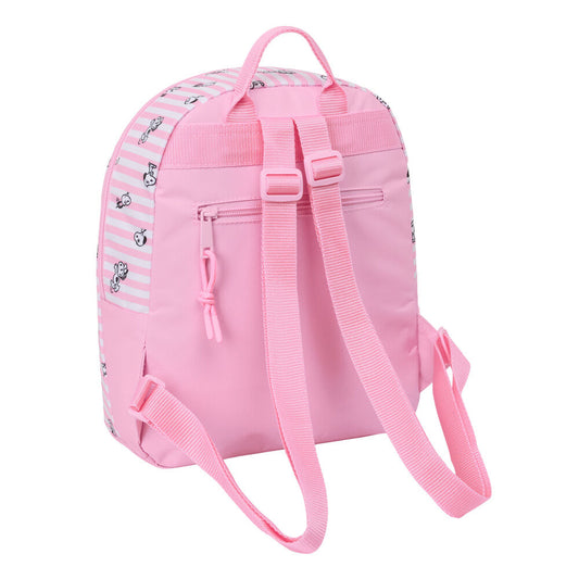 Mochila rosa SAFTA de Snoopy con rayas y bolsillo frontal - 2