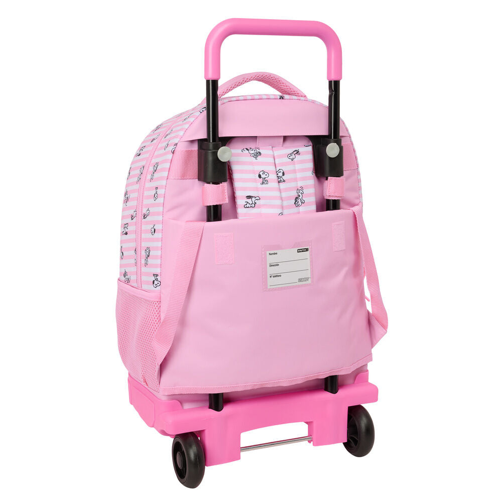 Trolley extraíble rosa de Snoopy con mochila, ruedas y asa telescópica - 2