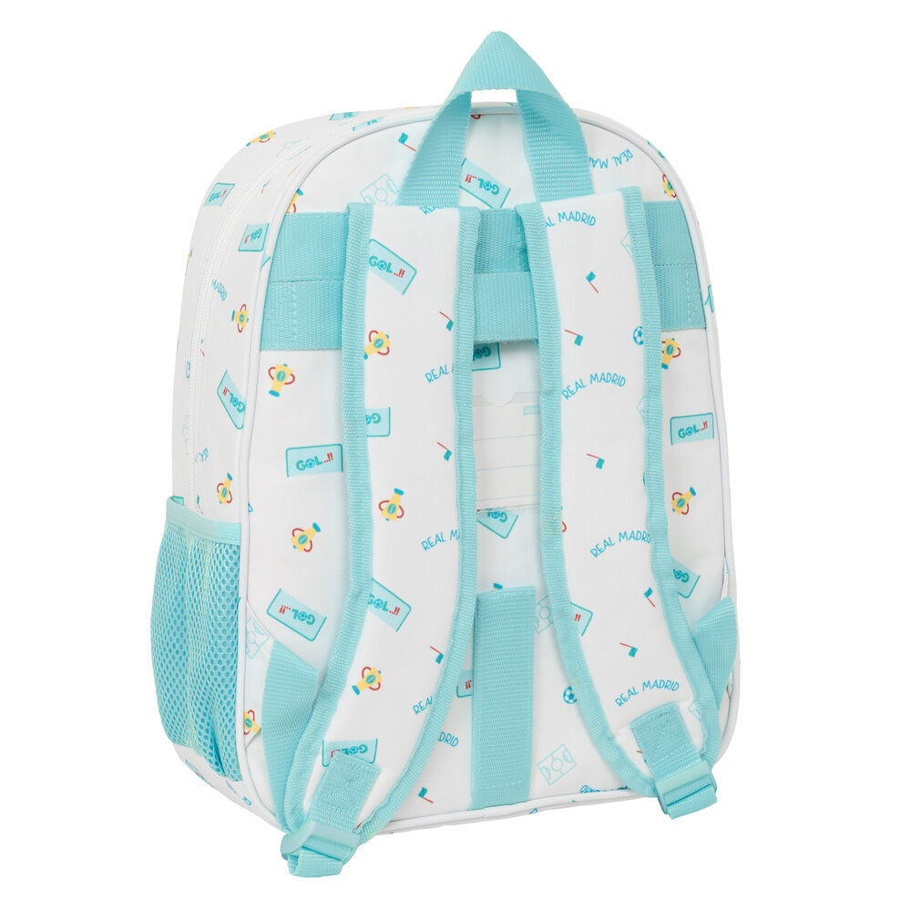 Mochila Baby Real Madrid blanca con osito y bolsillo frontal - 2