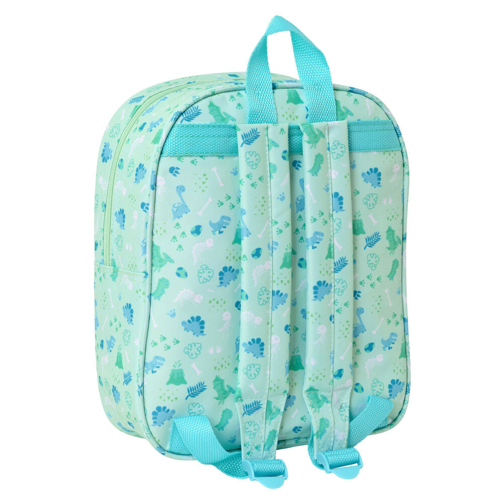Mochila 3D verde menta con dinosaurio azul - 2