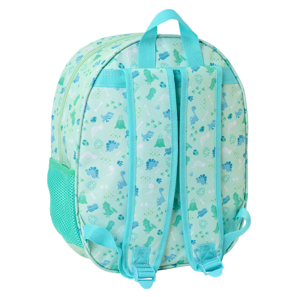 Mochila infantil verde agua con dinosaurio azul en relieve - 2