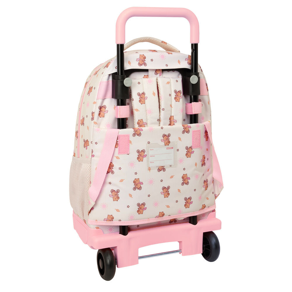 Trolley extraíble SAFTA Capibara con mochila estampada y asa rosa - 2