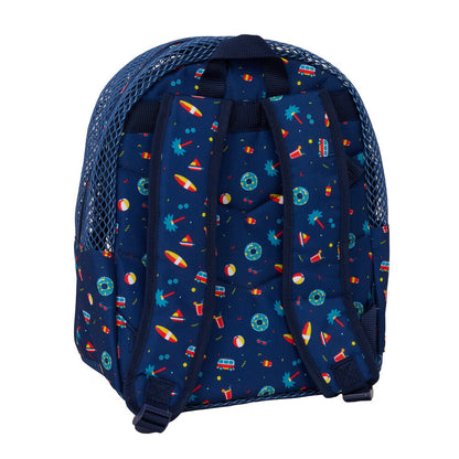 Mochila antiarena Surf SAFTA azul marino con rejilla y estampado de playa - 2