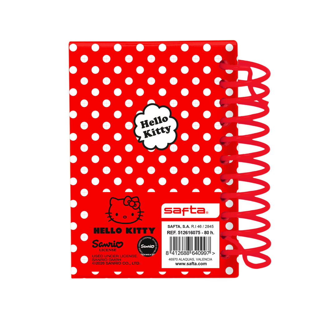 Cuaderno A7 Hello Kitty SAFTA rojo y blanco - 2