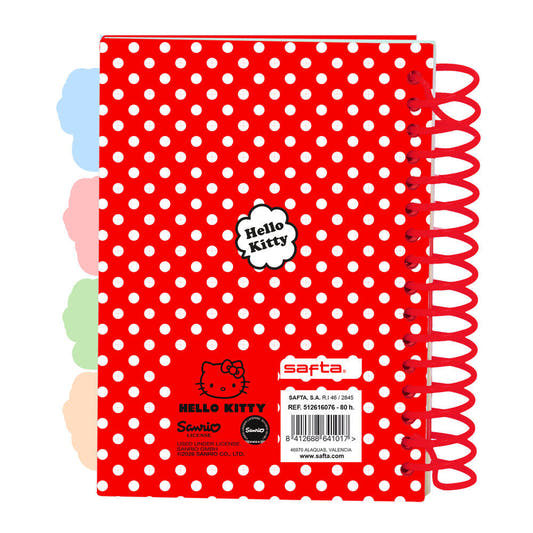 Cuaderno A6 rojo de Hello Kitty con tapas duras y separadores - 2