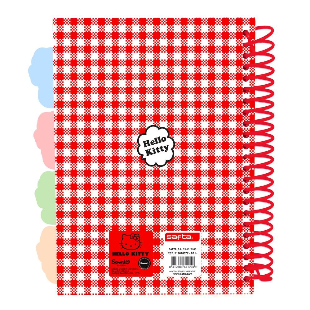Cuaderno A5 rojo de Hello Kitty con tapas duras y encuadernación de espiral - 2