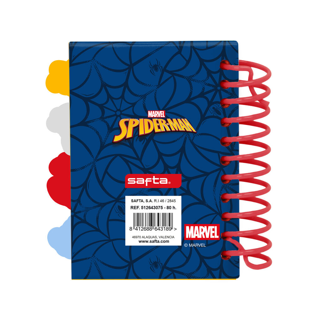 Cuaderno A7 Spider-Man Marvel SAFTA con tapas azules y separadores - 2