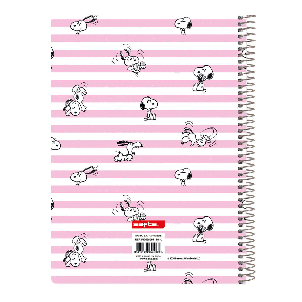 Cuaderno A5 rosa con diseño de Snoopy y espiral metálico - 2