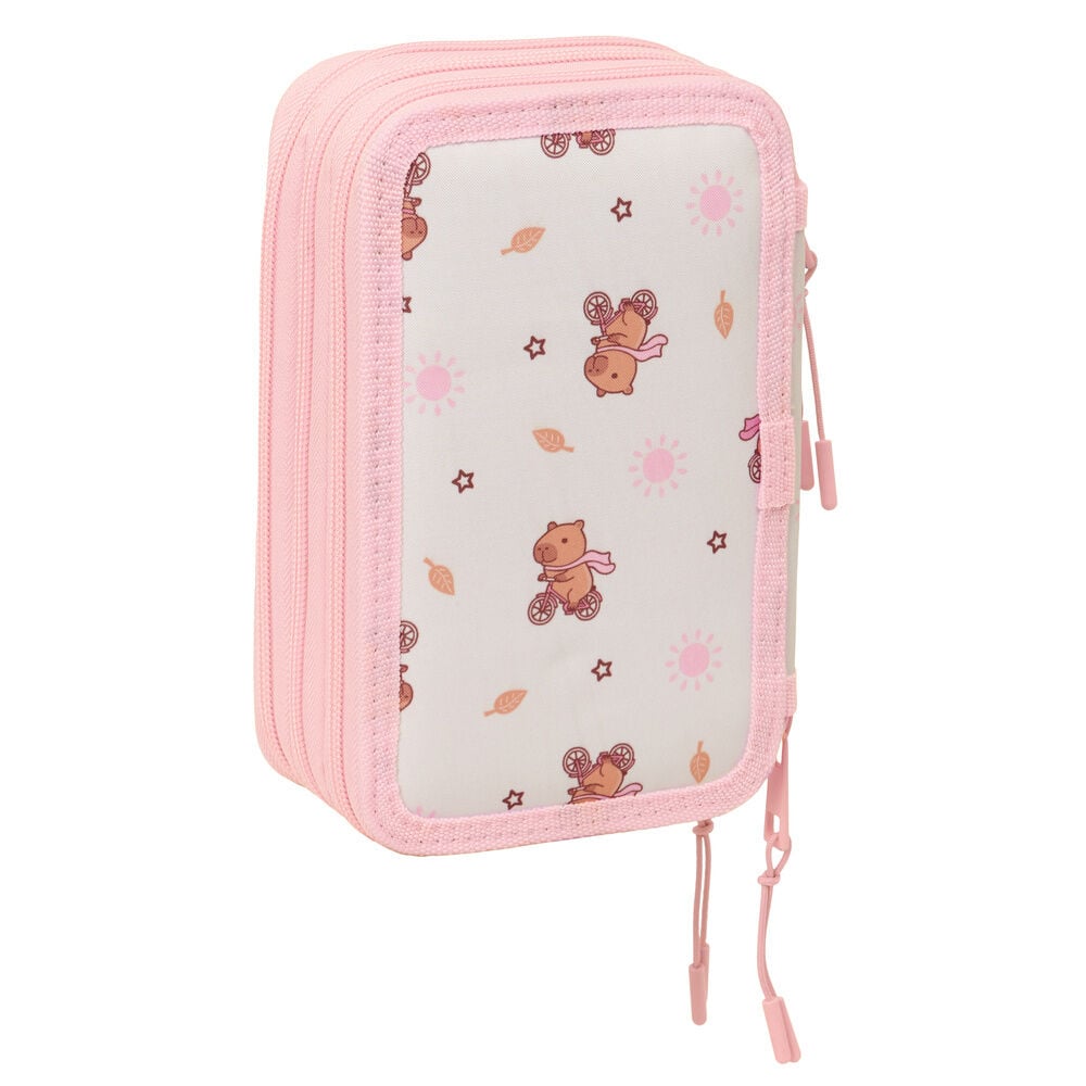 Plumier triple rosa Capibara SAFTA con tres compartimentos - 2