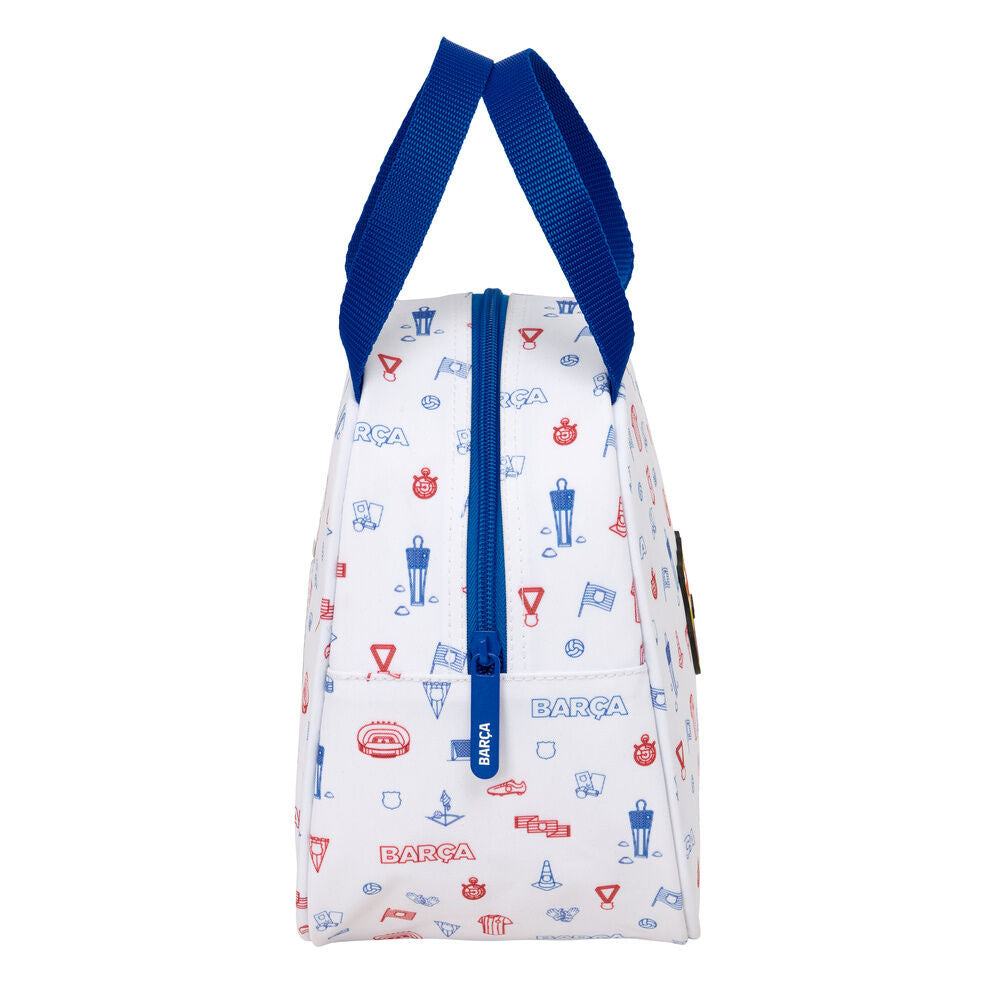Bolsa portameriendas Baby F.C. Barcelona blanca con escudo y asa azul - 3