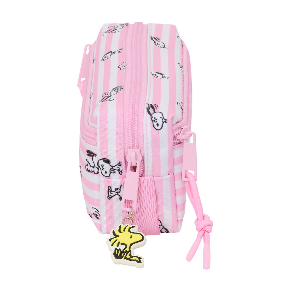 Portatodo triple Snoopy rosa con tres cremalleras - 3