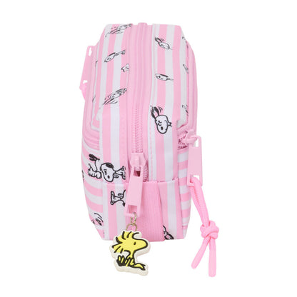 Portatodo triple Snoopy rosa con tres cremalleras - 3