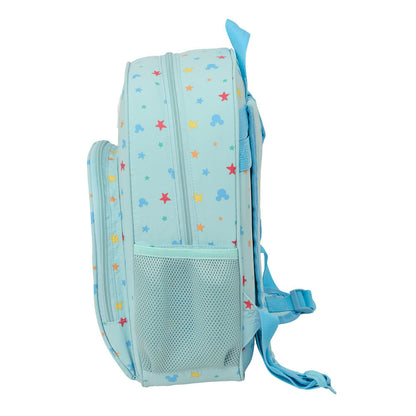 Mochila Baby Mickey Disney azul claro con estrellas y bolsillo frontal - 3
